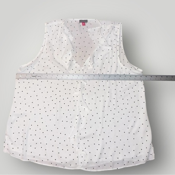 VINCE CAMUTO V-Neck Ruffled Collar Georgette Blouse - XXL White - Picture 11 of 14